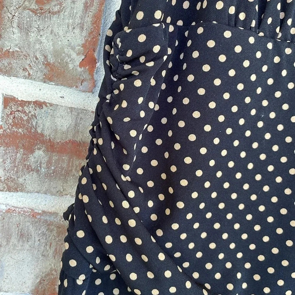 Ronni Nicole Black Gold Polka Dotted Wrap Sleeveless Skater Dress - Picture 4 of 10